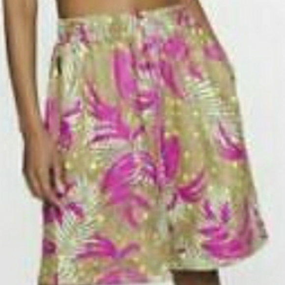 Nike Air Jordan Jumpman Unisex Athletic Shorts Pink & Tan Palm Print size L - Picture 3 of 5